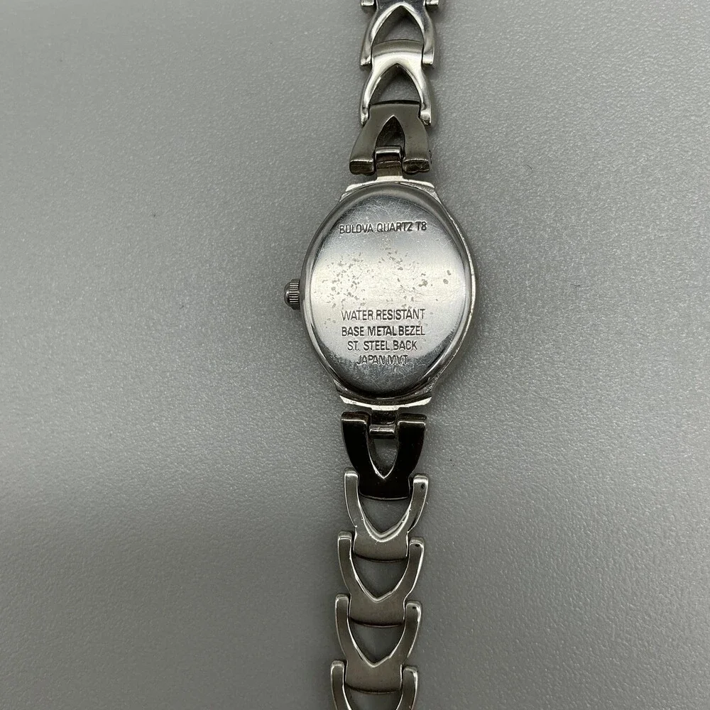 Bulova Womens Watch 17mm White Dial Silver Tone Bracelet New Battery 6.25